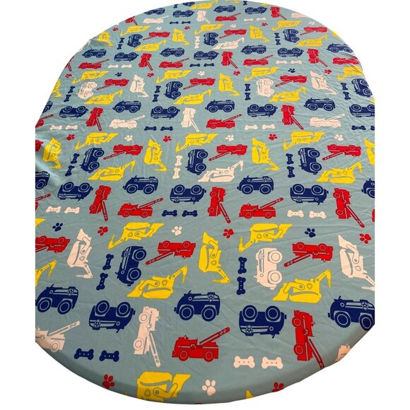 Kid Truck Bulldozer Nickelodeon Dog Bone Puppy Paw Blue Full Size Fitted Sheet - Picture 4 of 7